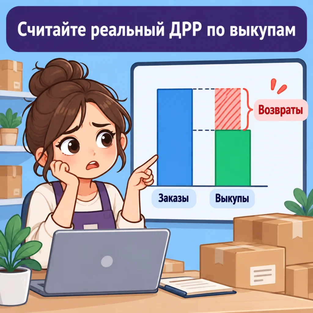 ДРР по заказам против ДРР по выкупам Сравнение заказов и выкупов, выделение возвратов
